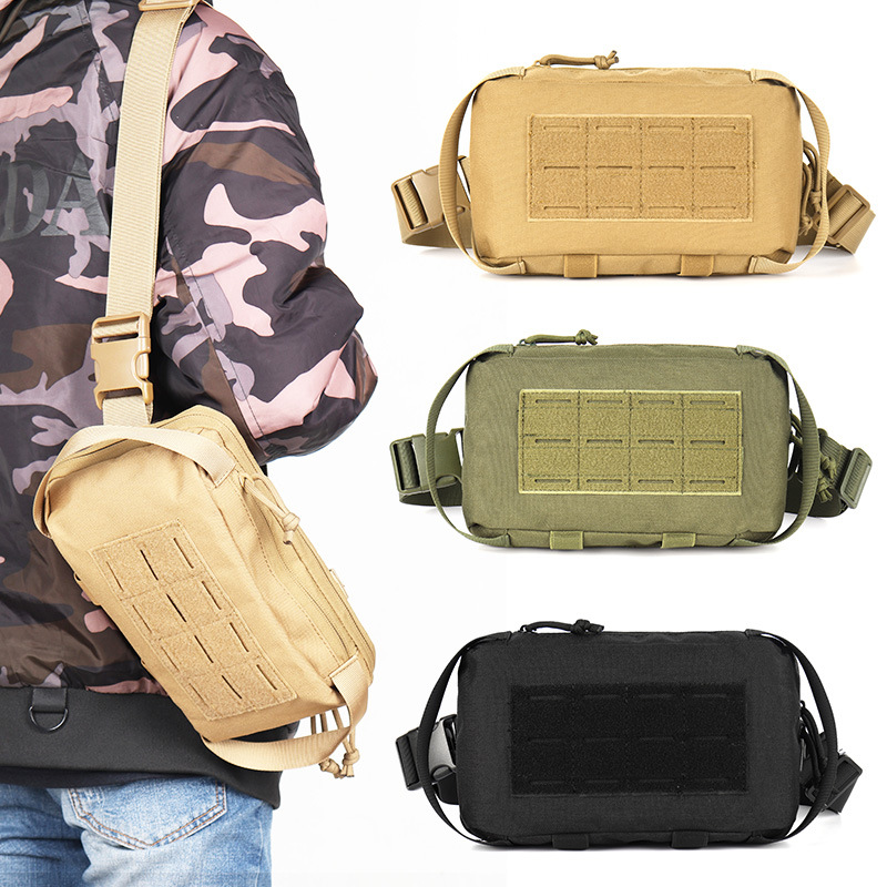 Outdoor Hunting Packs - กระเป๋าคาดเอวสำหรับกีฬา1000D ทำจากไนลอนกระเป๋ากระเป๋าคาดหน้าอก3P กระเป๋าสะพายไหล่เครื่องมือกลางแจ้งสำหรับเดินป่าตั้งแคมป์ล่าสัตว์