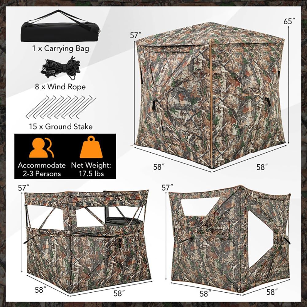 Hunting & Outdoor Supplies - เต็นท์ล่าสัตว์แบบถอดประกอบได้ 5-in-1 สำหรับ 2-3 คน พร้อมช่องแสงบนหลังคา