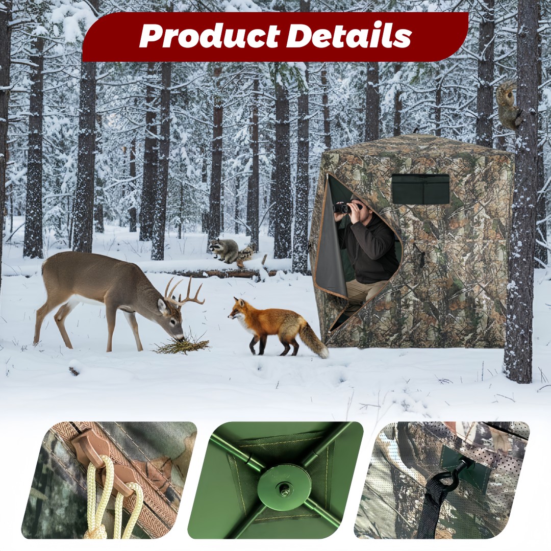 Hunting & Outdoor Supplies - เต็นท์พรางตัวแบบป๊อปอัพสำหรับล่าสัตว์ ติดตั้งง่าย ใช้เป็นที่พักพิงกลางแจ้ง พร้อมช่องเก็บของ สำหรับล่ากวาง ไก่งวง