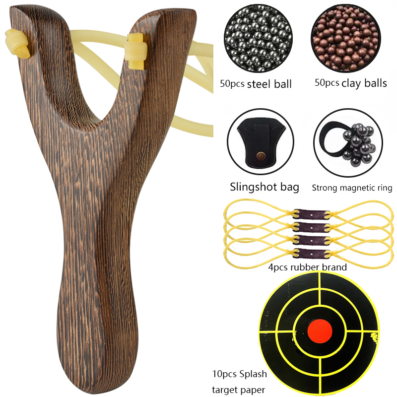 Outdoor Hunting Launcher - หนังสติ๊กไม้แบบดั้งเดิมชุดของเล่นสำหรับยิงกลางแจ้งหนังสติ๊กล่าสัตว์ทรงพลังสำหรับการแข่งขันยิงหนังสติ๊ก