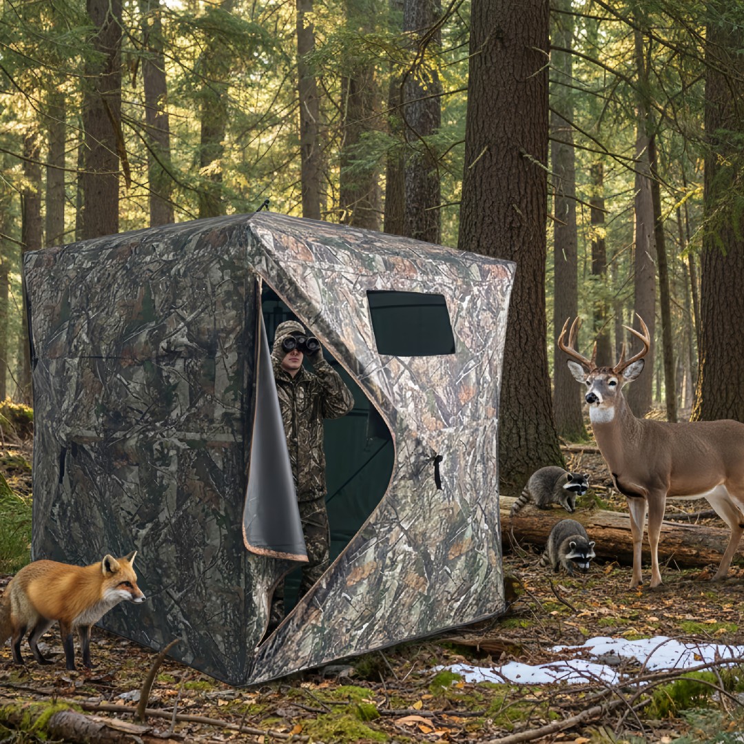 Hunting & Outdoor Supplies - เต็นท์พรางตัวแบบป๊อปอัพสำหรับล่าสัตว์ ติดตั้งง่าย ใช้เป็นที่พักพิงกลางแจ้ง พร้อมช่องเก็บของ สำหรับล่ากวาง ไก่งวง