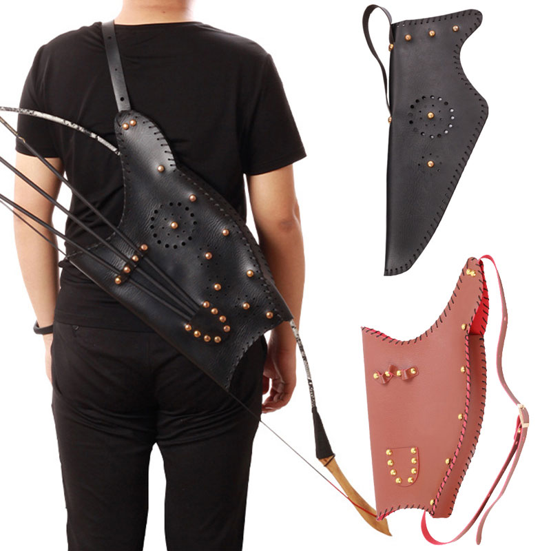 Quiver Arrow Back - แบบดั้งเดิม PU หนังยิงธนูไหล่กลับ Quiver Arrow ผู้ถือมองโกเลีย