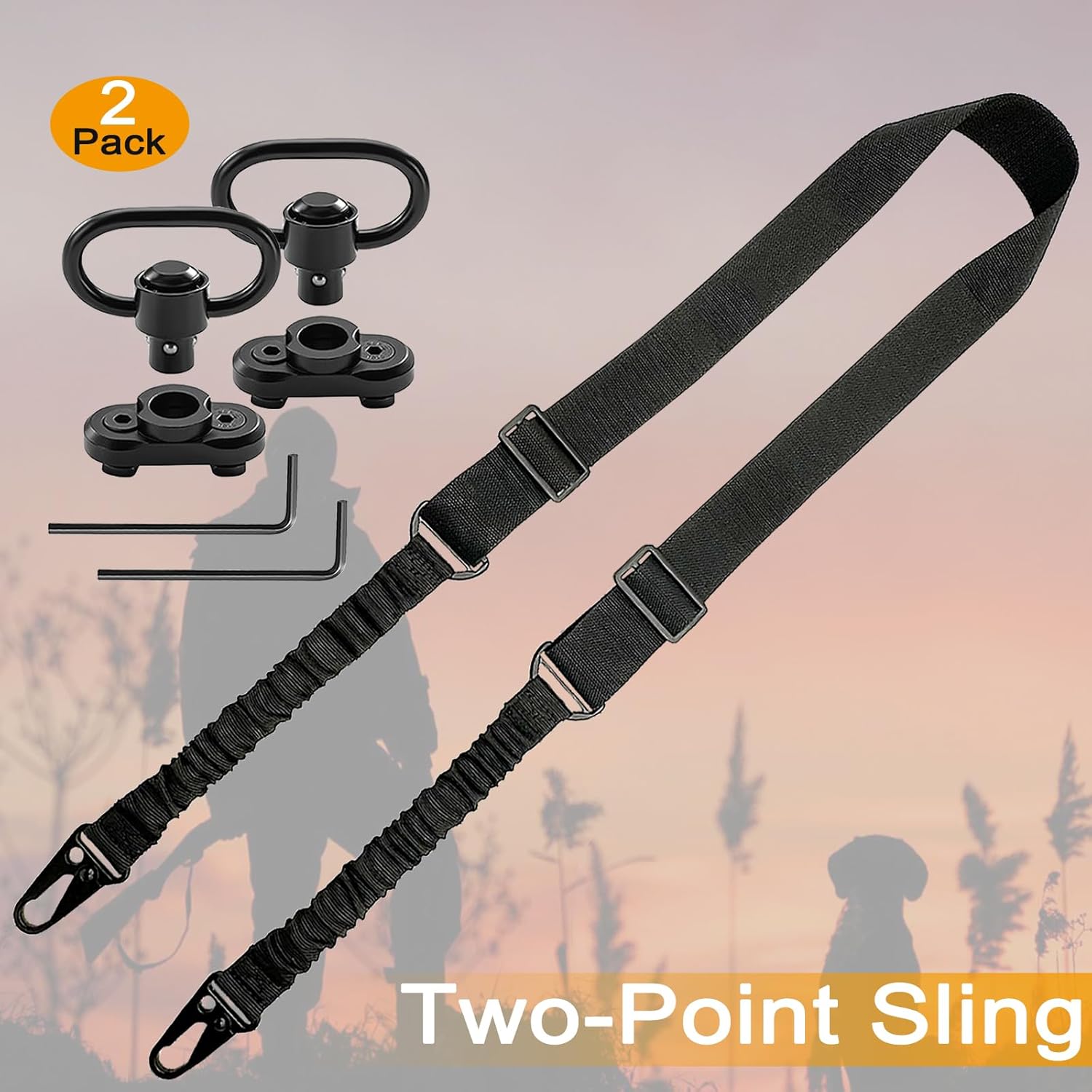 Rifle Sling Swivel - 2 จุด QD ปืนไรเฟิลสลิงปรับความยาว Multi-Mission สลิงกีฬากลางแจ้งยุทธวิธี