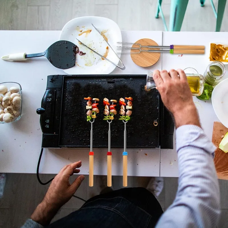 ไม้เสียบย่างสแตนเลสแบบยืดได้ ส - Outdoor Hunting Kitchen บทวิจารณ์และราคา