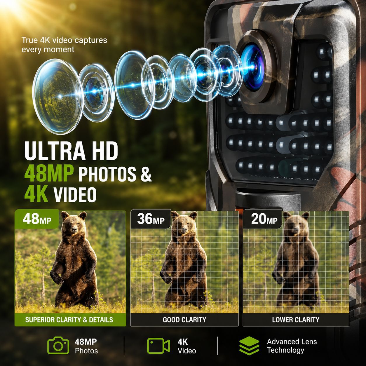 กล้องล่าสัตว์กลางแจ้ง 4K พร้อม - Outdoor Hunting Camera Wifi บทวิจารณ์และราคา